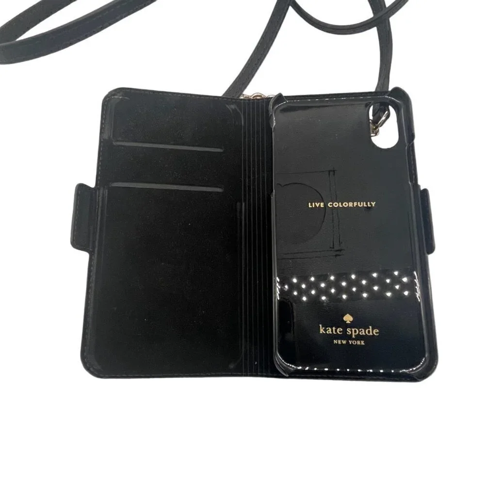 Kate Spade Saffiano Leather iPhone X Crossbody Wallet – Black